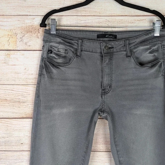 Kancan Women’s Size 29 Slim Ankle Zip Skinny Jeans Gray Stretchy Raw Edge Hem - Picture 3 of 11